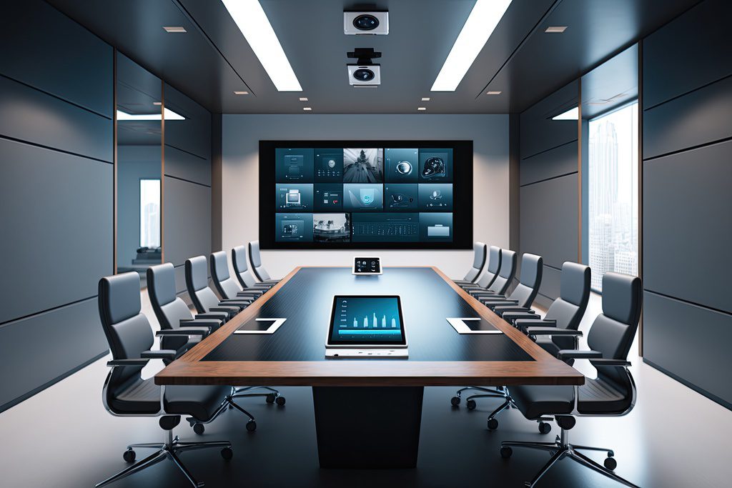 Sala de videoconferencias equipada profesionalmente